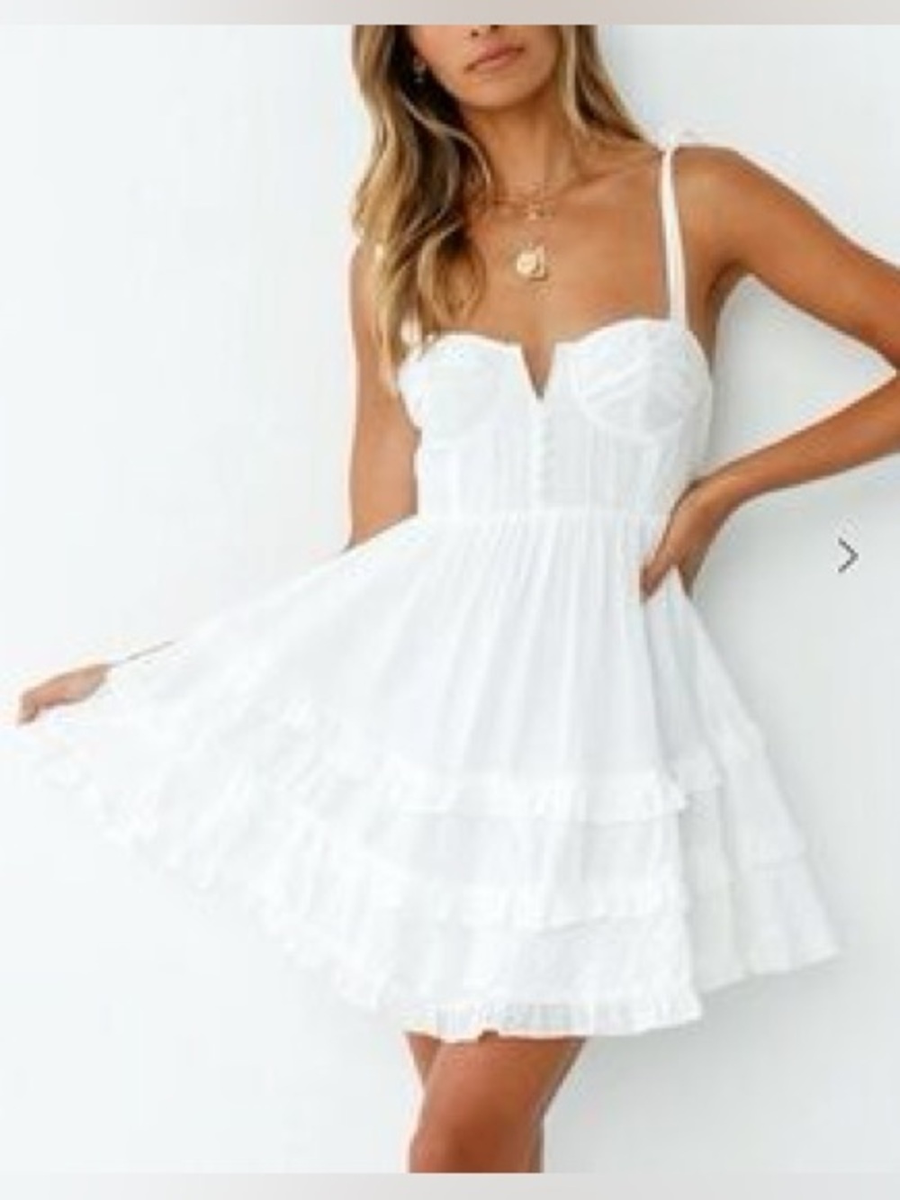 Hello Molly Tiered Sweetheart Mini Dress